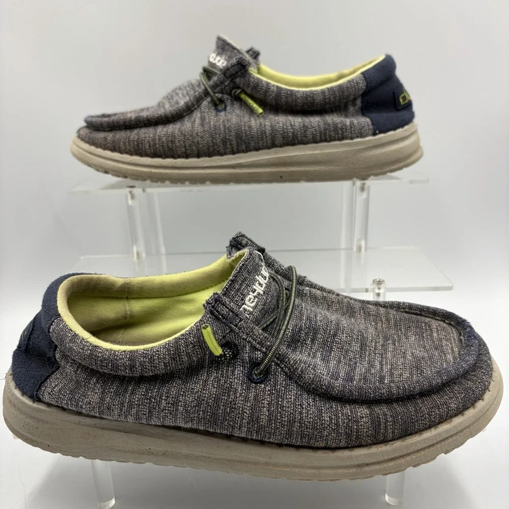 Hey Dude Boy Shoes Youth Y3-L4 Wally Gray Stretch Slip On Loafer Casual School